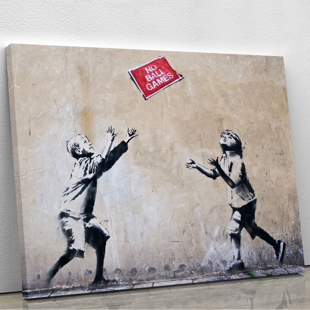 BANKSY - No Ball Games canvas frame (36”x24”)